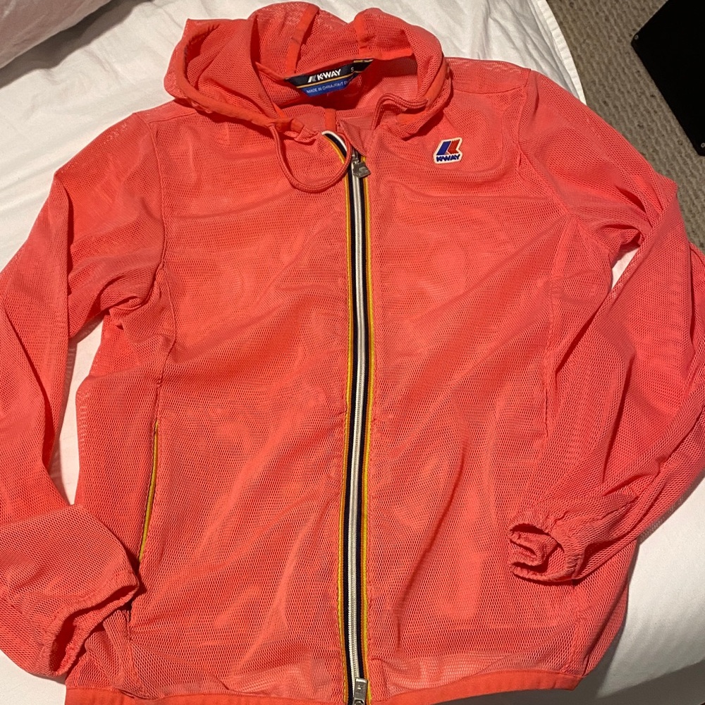 K-Way iconic vintage Vibrant Coral coat size small. EEUC
